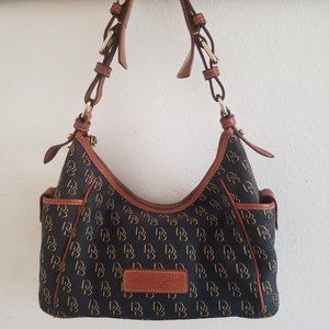 Dooney & Bourke Navy Blue Canvas & Leather Tote
